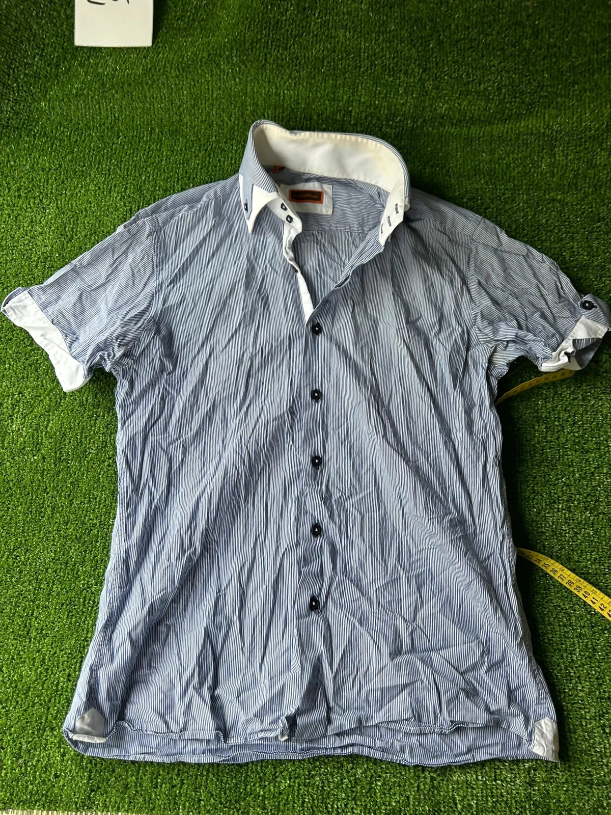 Chemise à rayures manches courtes bleu blanc franck michel taille M
